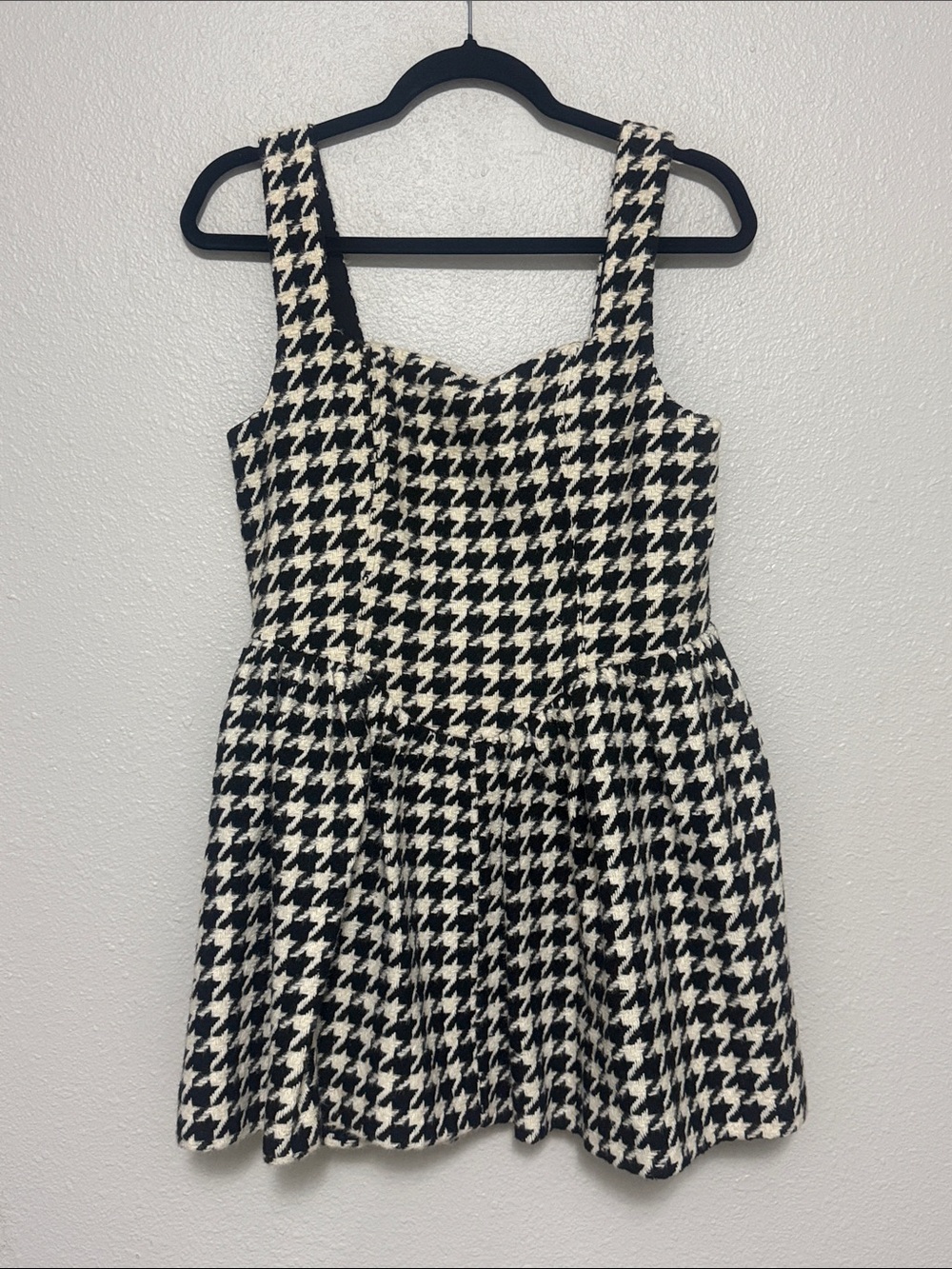 Classic Black and White Houndstooth Mini Dress
